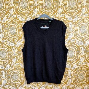 ORVIS Men’s Merino Wool V-Neck Knit Sweater Vest in Charcoal Gray Sz XL